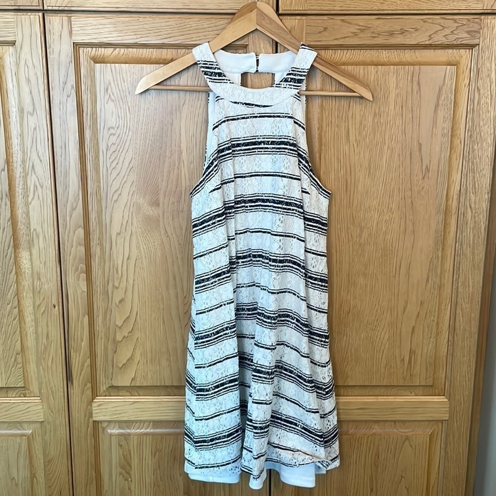Alya Striped Eyelet Midi Dress Size Small